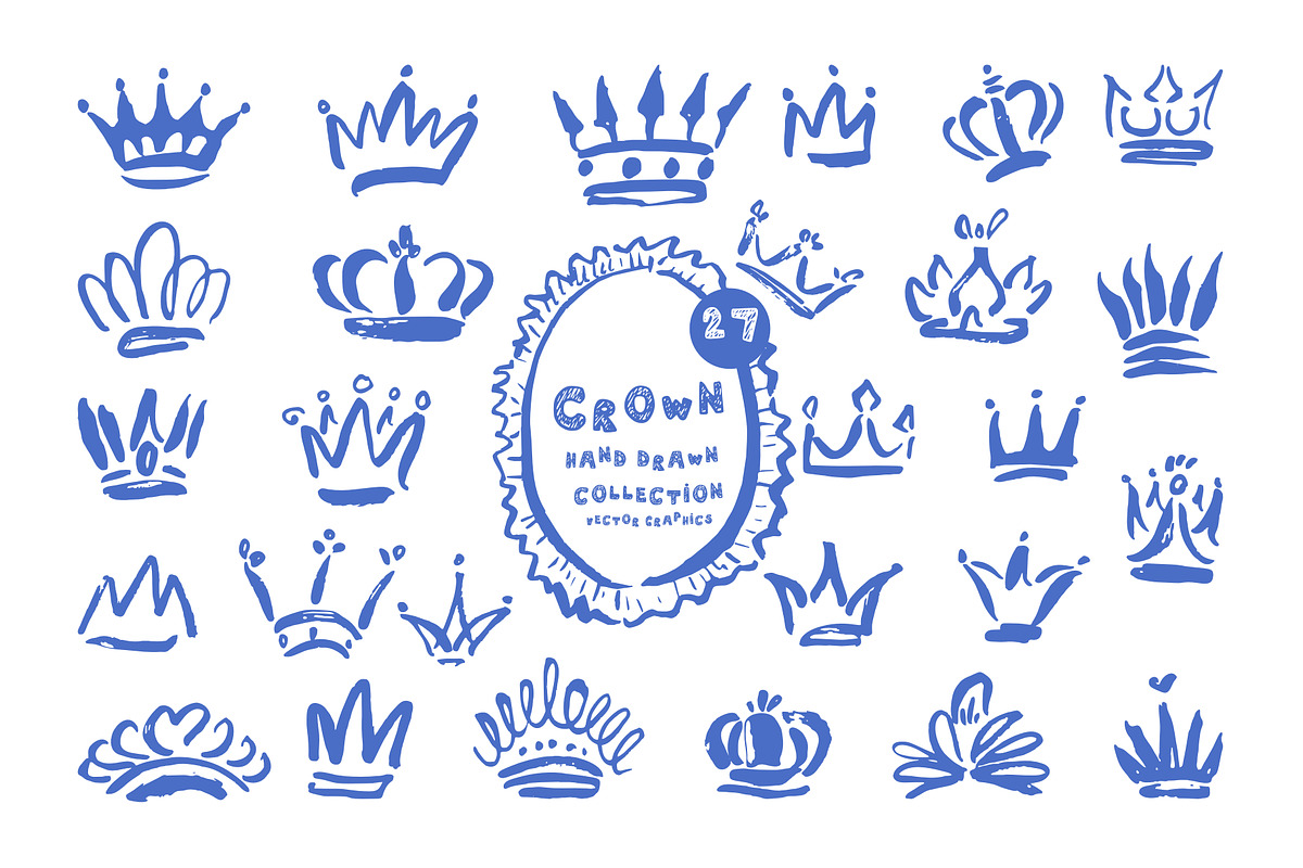 27 Hand Drawn Royal Crown Vector, an Object Graphic by Anada Arty