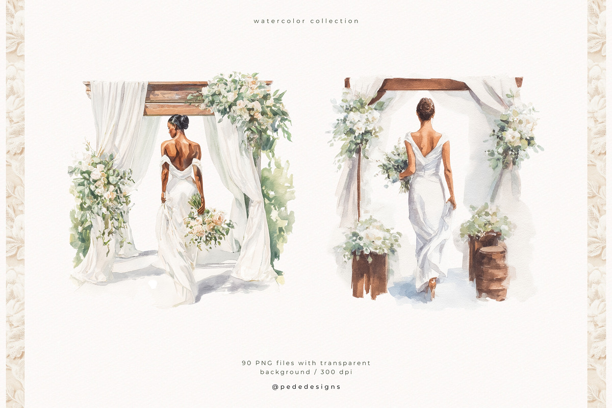Elegant Wedding Collection, a Decorative Illustration by PeDe Designs