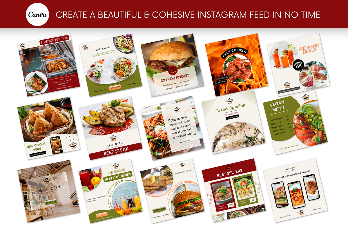 35 Food & Beverage Canva Templates, a Social Media Template by Viberints (Photo 2 of 5)