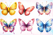 Watercolor Kawaii Butterfly Clipart, an Animal Illustration by Canvas Craft (Thumbnail 2 of 4)