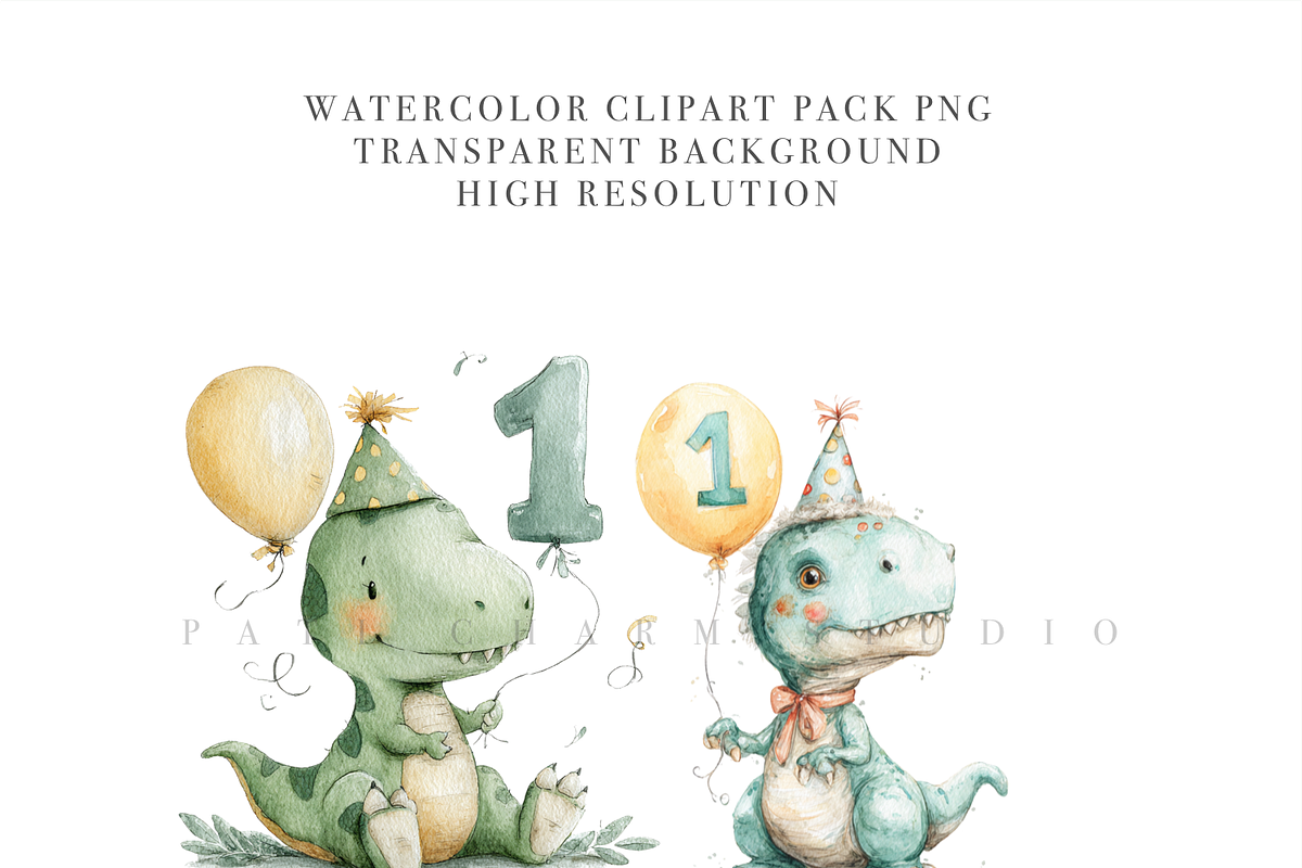 35 Dinosaur Birthday Clipart PNG, an Animal Illustration by Pati Charm Studio (Photo 5 of 8)