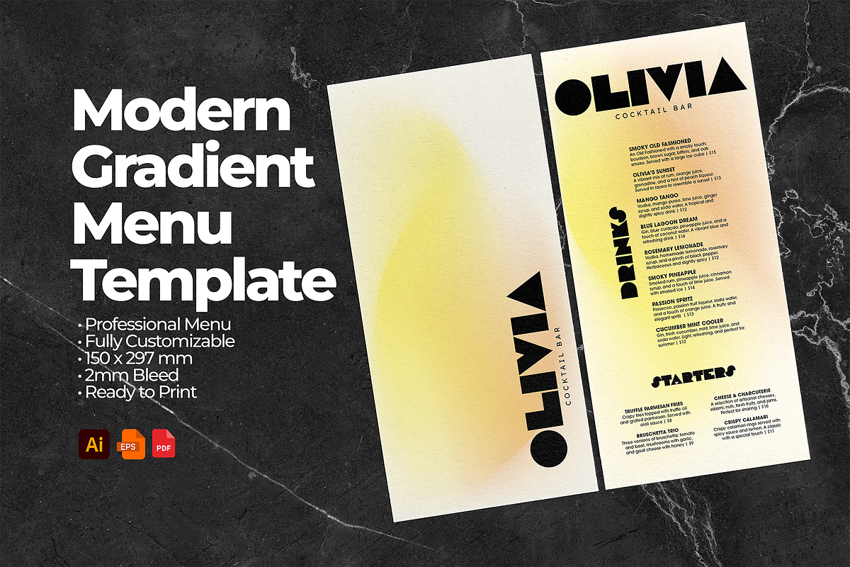 Modern Gradient Menu Template | Creative Market