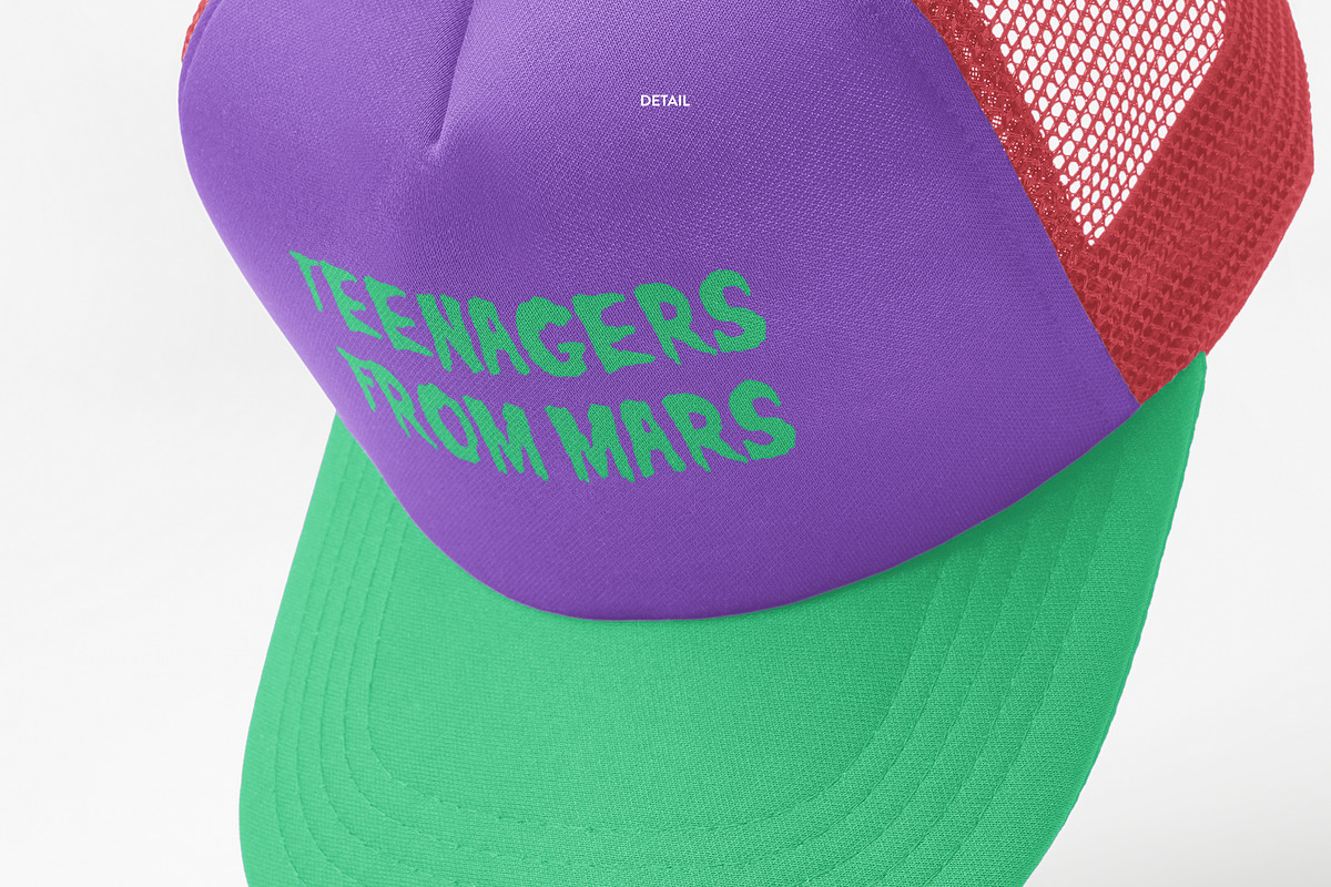 Realistic Trucker Hat Mockup, a Hat Mockup by Uncentrifuged Pressure (Photo 19 of 19)