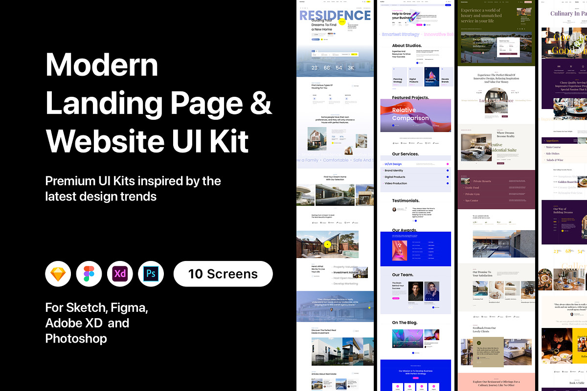 Modern Landing Page & Website UI Kit, an UI Kit Template by flr.24 (Photo 1 of 2)