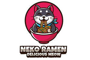 Neko Ramen Mascot Logo