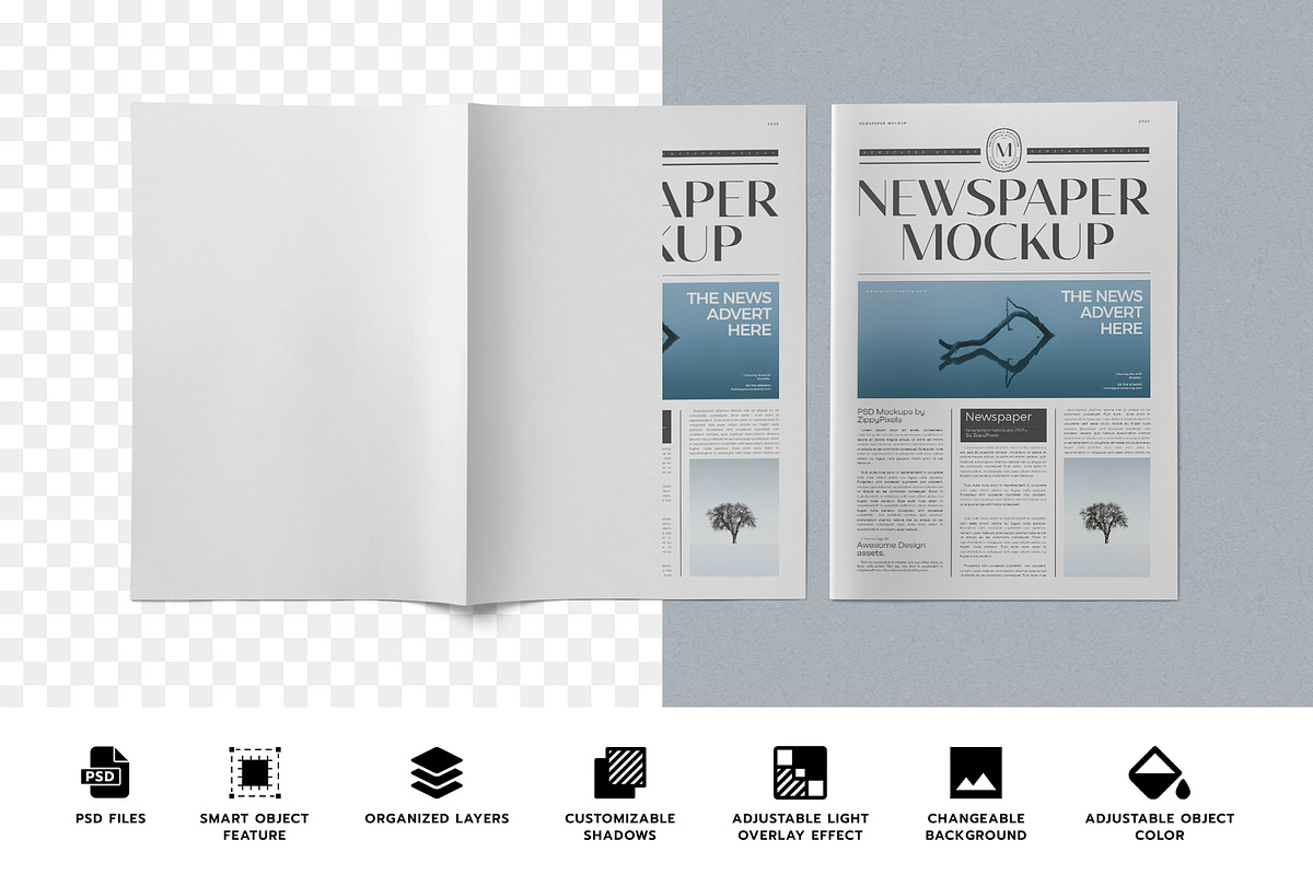 Tabloid Size Newspaper Mockup, a Product Mockup by PixelVoyager (Photo 2 of 7)