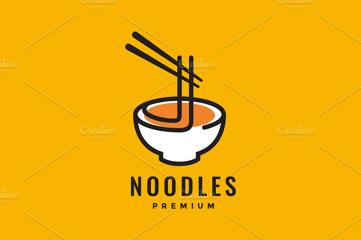 noodle bowl chopstick taste logo, a Branding & Logo Template by devastd