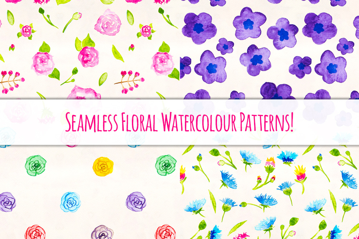 Floral Watercolor Patterns Bundle, a Pattern Graphic by Violet LeBeaux (Photo 1 of 5)