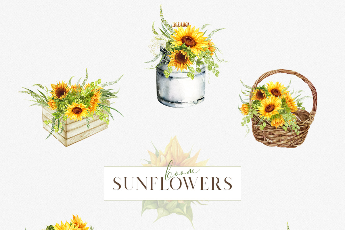 Summer sunflowers collection, an Illustration by ReachDreams (Photo 3 of 7)