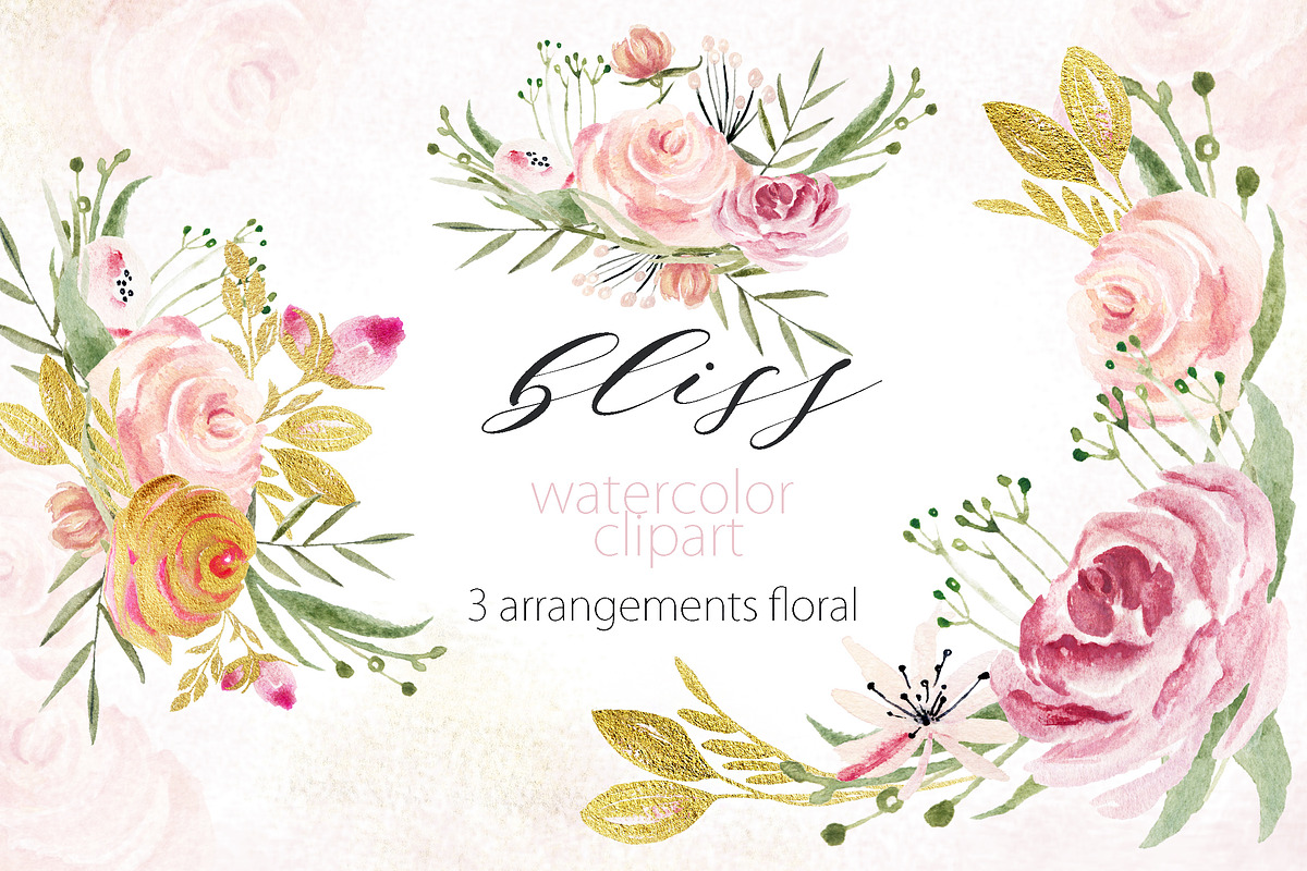 Watercolor clipart Bliss Pink, an Illustration by LABFcreations (Photo 2 of 6)