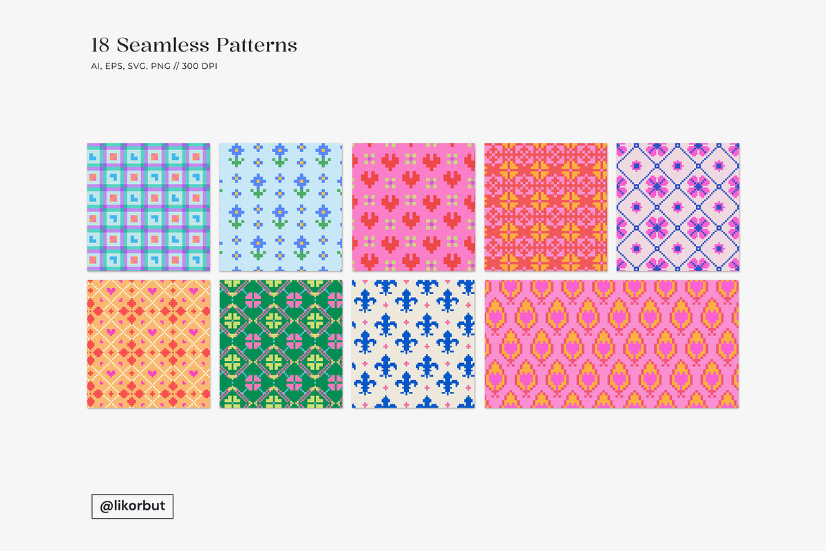 Naive Pixel Jacquard 8bit Patterns, a Pattern Graphic by likorbut (Photo 5 of 12)