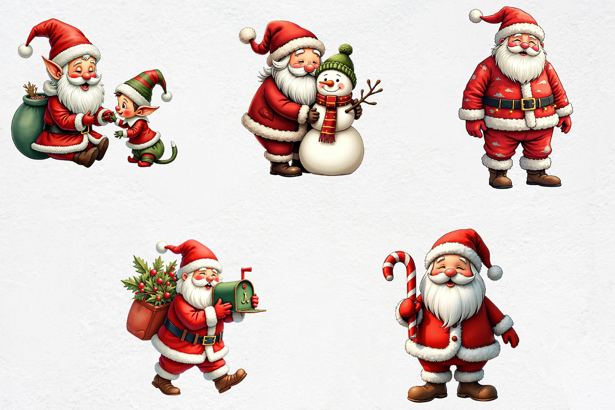 Patchwork Christmas Cute Santa Clipa, an Illustration by CrexoraLab (Photo 3 of 5)
