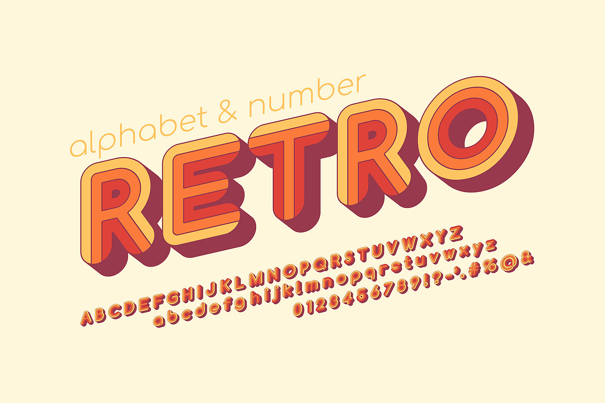 Striped Retro 70s Alphabet, a Graphic by Pro_Vector (Photo 2 of 2)