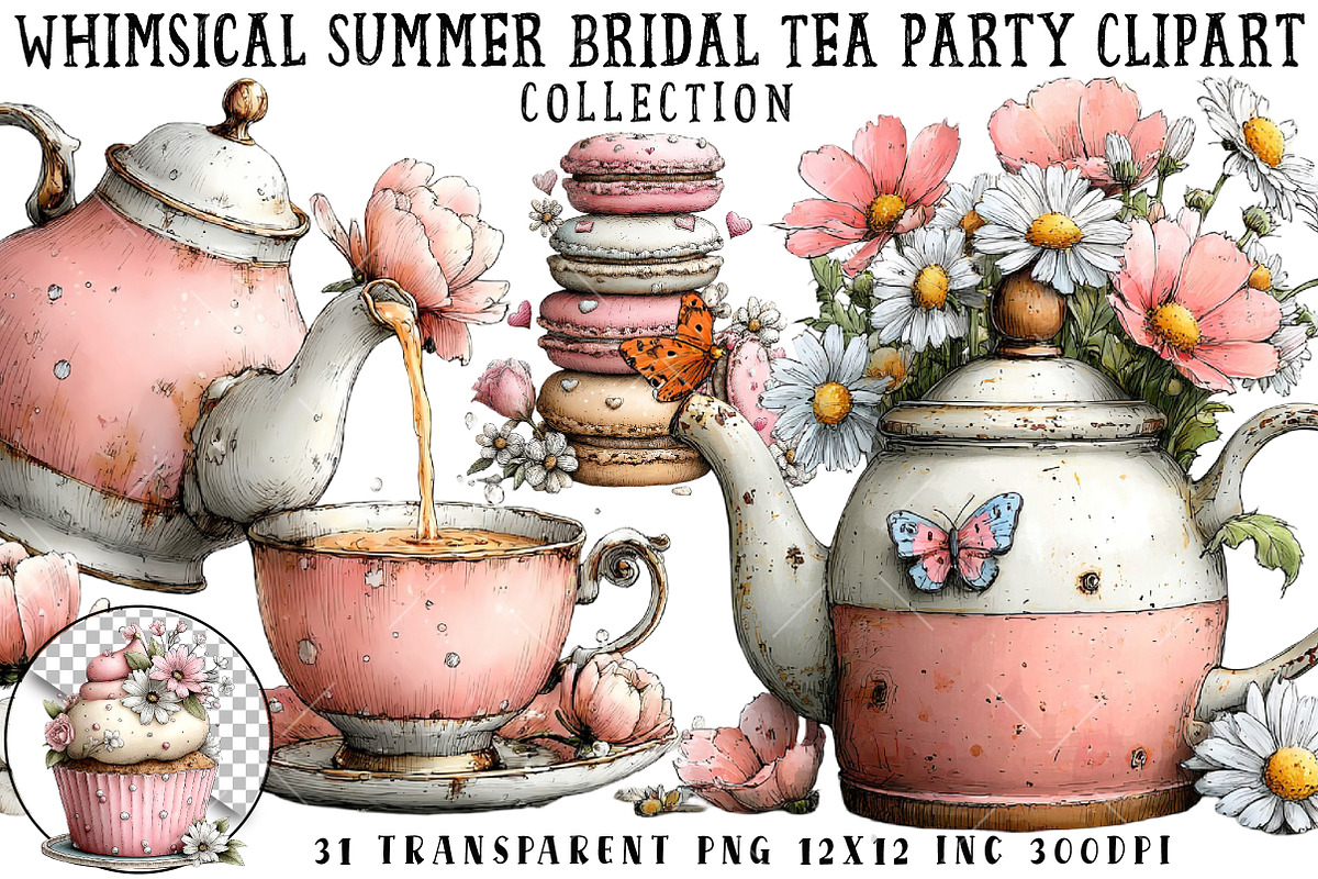 Whimsical Summer Bridal Tea Party, an Illustration by OK Design (Photo 1 of 6)