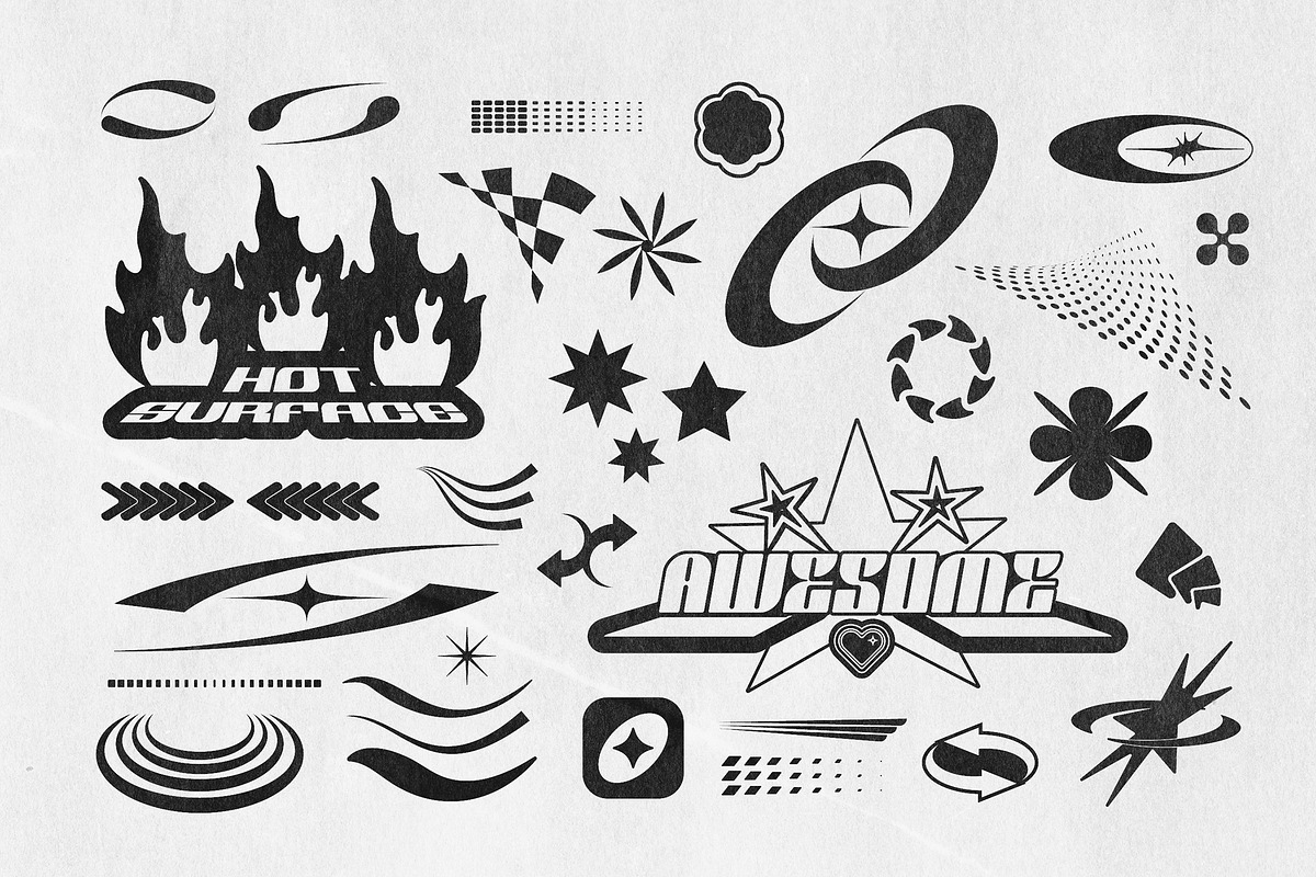 Y2K 240 Shapes Badges Graphic Styles, a Graphic by Vanzyst