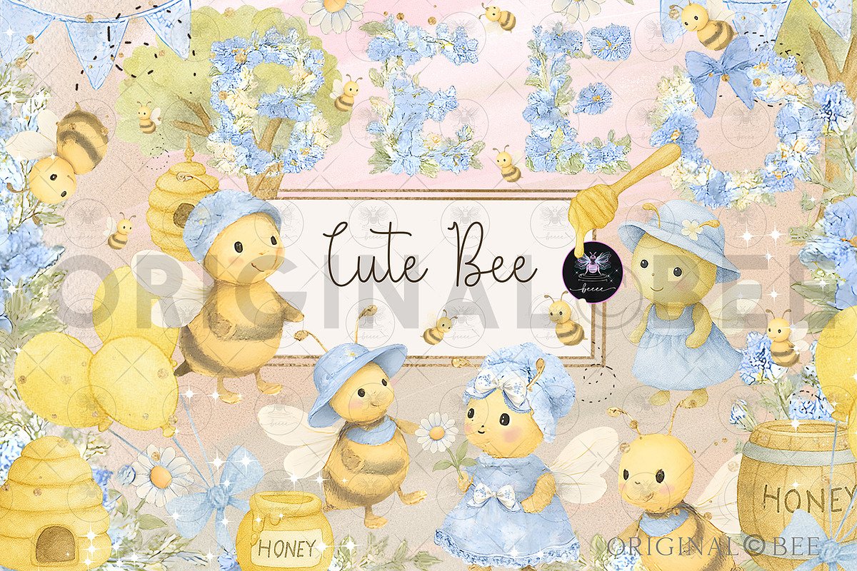 Bee Cute Clipart, an Illustration by BigCakeBee (Photo 1 of 4)