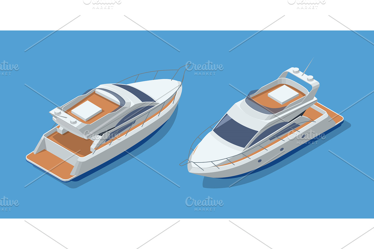 Isometric yacht moving on blue water, a Transportation Illustration by ...