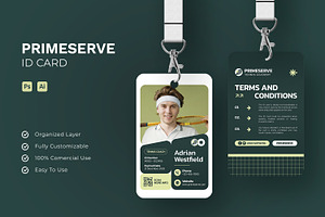 PrimeServe Tennis - ID Card, a Card Template by Esensifiksi.studio
