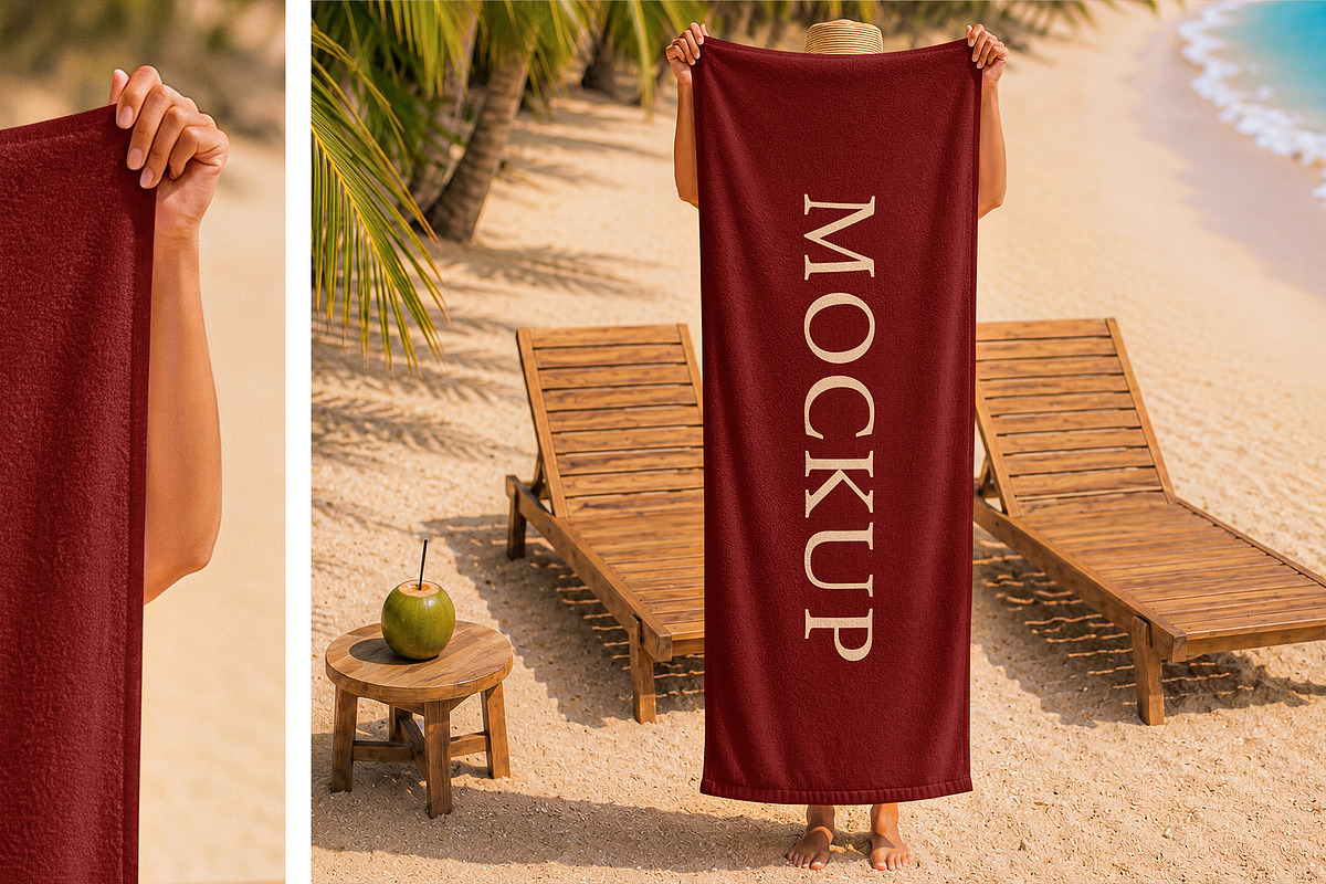 Summer Beach Towel Mockup Set, a Household Mockup by Country4k (Photo 4 of 5)