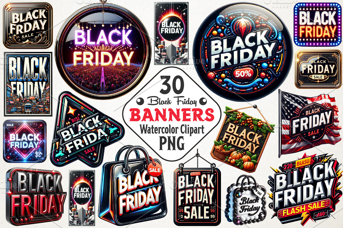 Black Friday Banners and Signs Clipa, an Illustration by RobertsArt (Photo 1 of 7)