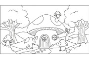 Whimsical Mushroom House Line Art bu, an Illustration by Designs_River (Thumbnail 5 of 51)