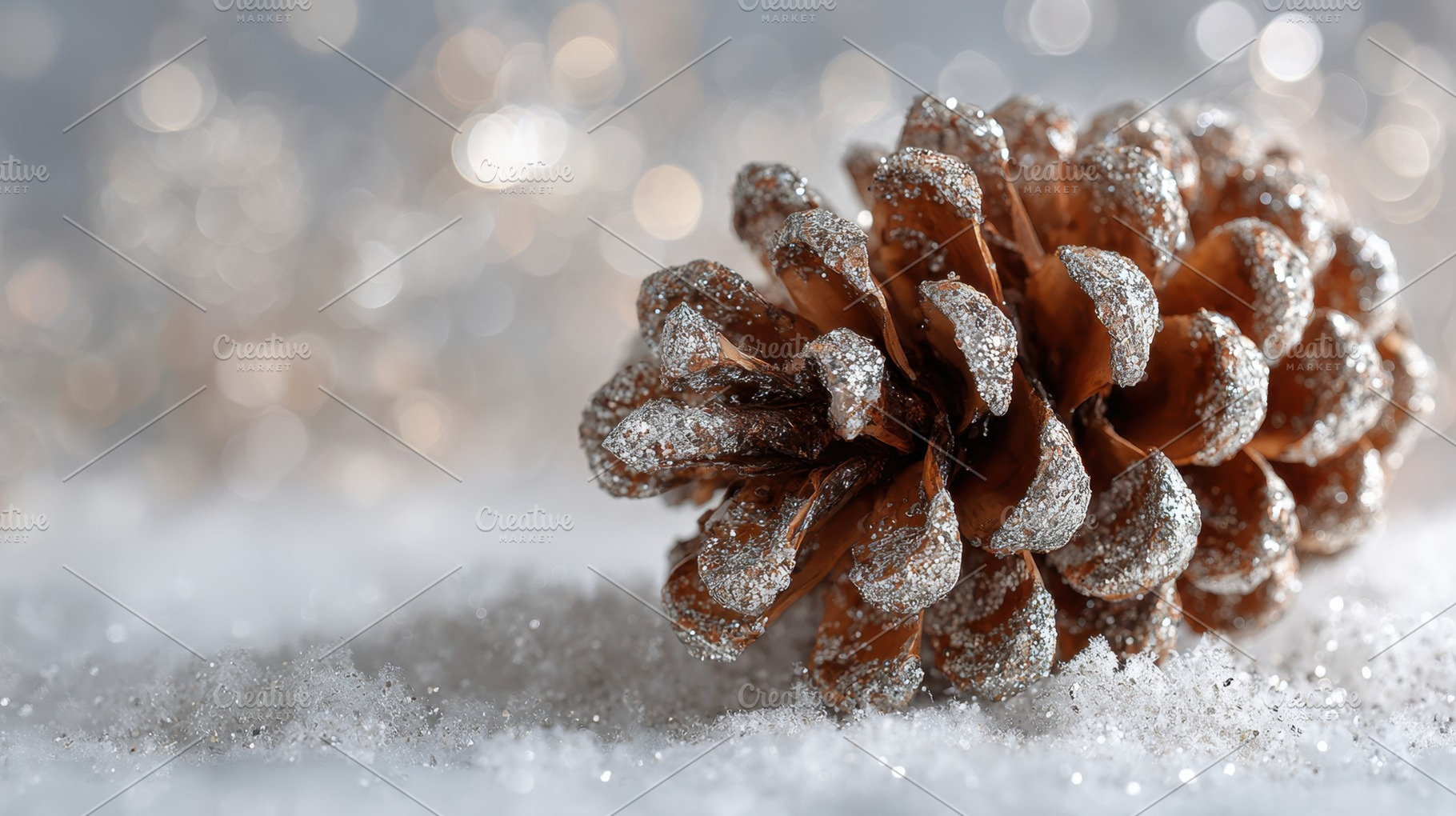 Snow covers pine cone on ground, a Photo by Beautiful things