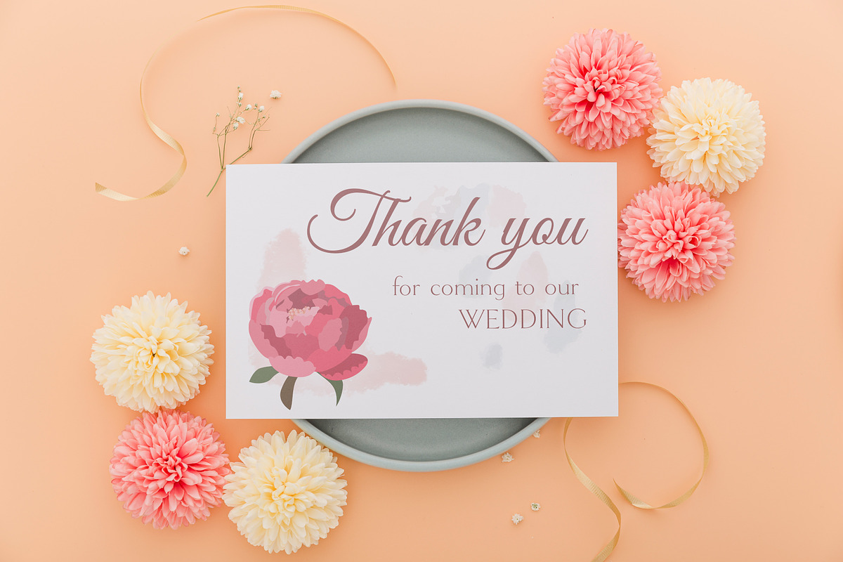 Peony wedding invitations template, an Invitation Template by Doodle emporium (Photo 2 of 6)