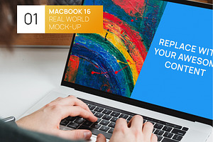 Person with New MacBook Photo Mockup