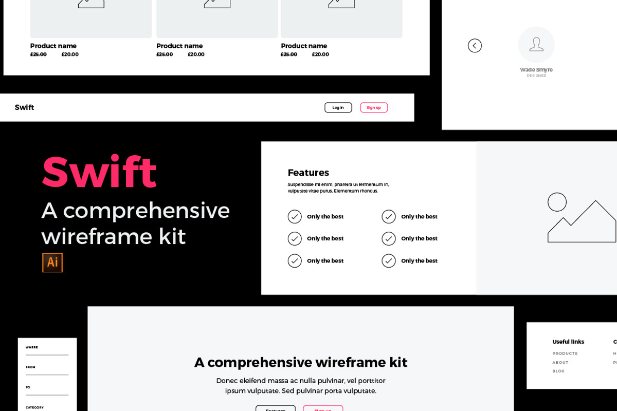 Swift wireframe kit, a Wireframe Template by james_gillen (Photo 1 of 9)