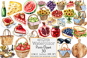 Watercolor Picnic Clipart, a Seasonal Illustration by Design Market (Thumbnail 1 of 4)