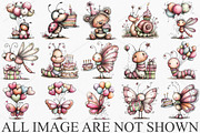 Watercolor Birthday Bugs Clipart PNG, a Seasonal Illustration by Canvas Craft (Thumbnail 4 of 7)