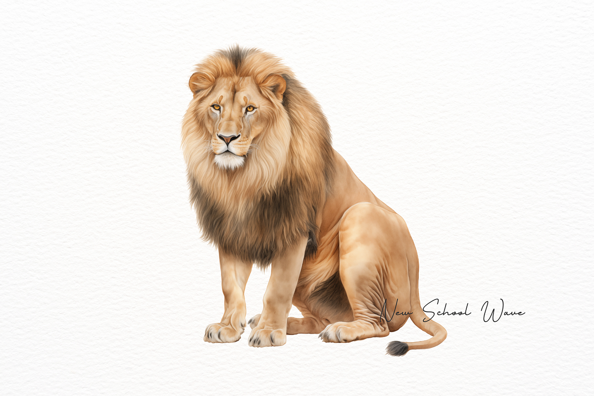 Powerful African Lion Watercolor, an Animal Illustration by New-School-Wave (Photo 3 of 5)