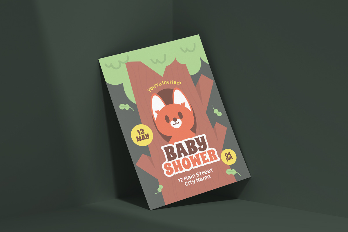 Orange Retro Baby Shower Invitation, an Invitation Template by VUNIRA (Photo 2 of 2)