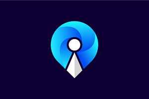 Location pin logo design. gps, pen, a Branding & Logo Template by Design Store