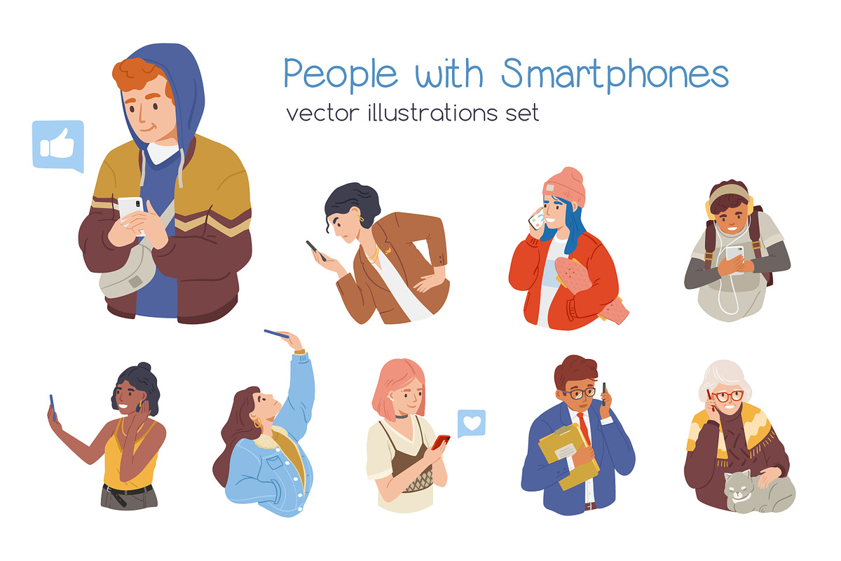 People with smartphones set, a Person Illustration by Good Studio (Photo 1 of 4)