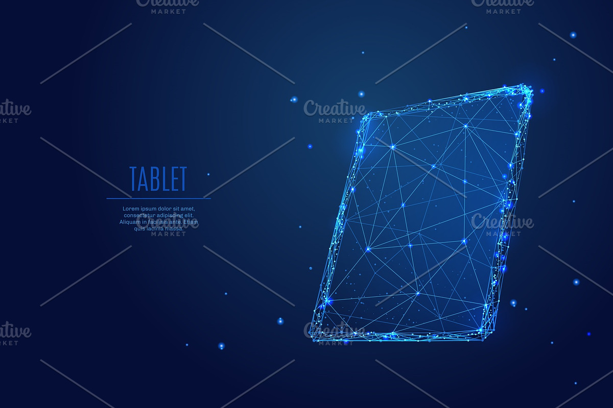 tablet low poly blue, an Object Illustration by ANTON KHRUPIN ART