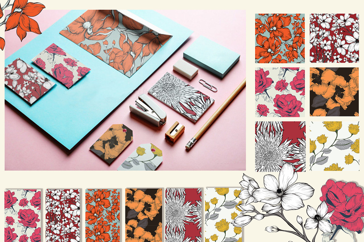 6 JPG/ floral pattern background., a Pattern Graphic by Theraphosath (Photo 1 of 2)