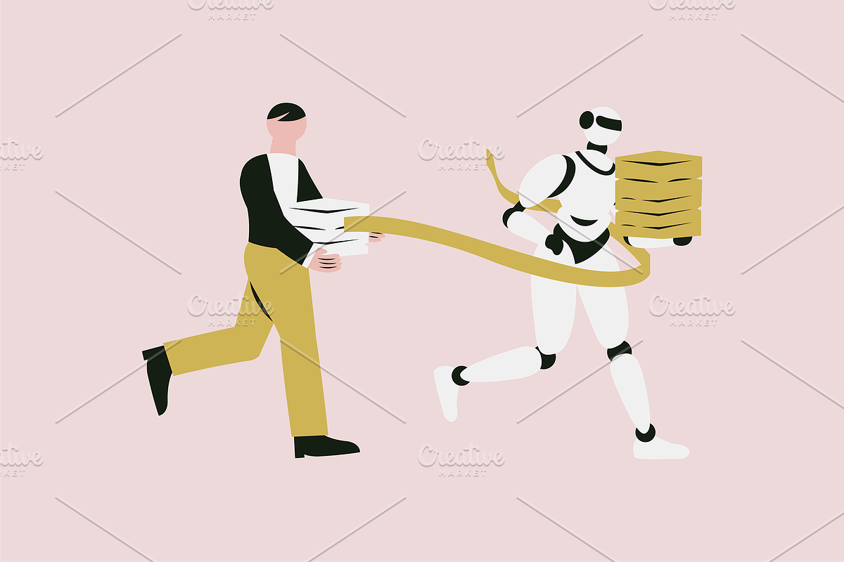 AI Robot vs Humanity Illustration, a Technology Illustration by Jump Studio (Photo 10 of 10)