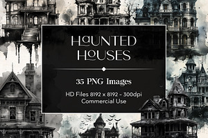 30 Haunted House PNG Clipart Pack