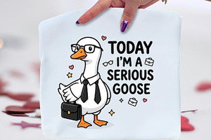 Today I'm a Serious Goose PNG, an Illustration by CraftArtStudio