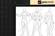 400 Procreate Male pose stamps Bases, a Brush Add-On by DrawingStoryShop (Thumbnail 2 of 7)