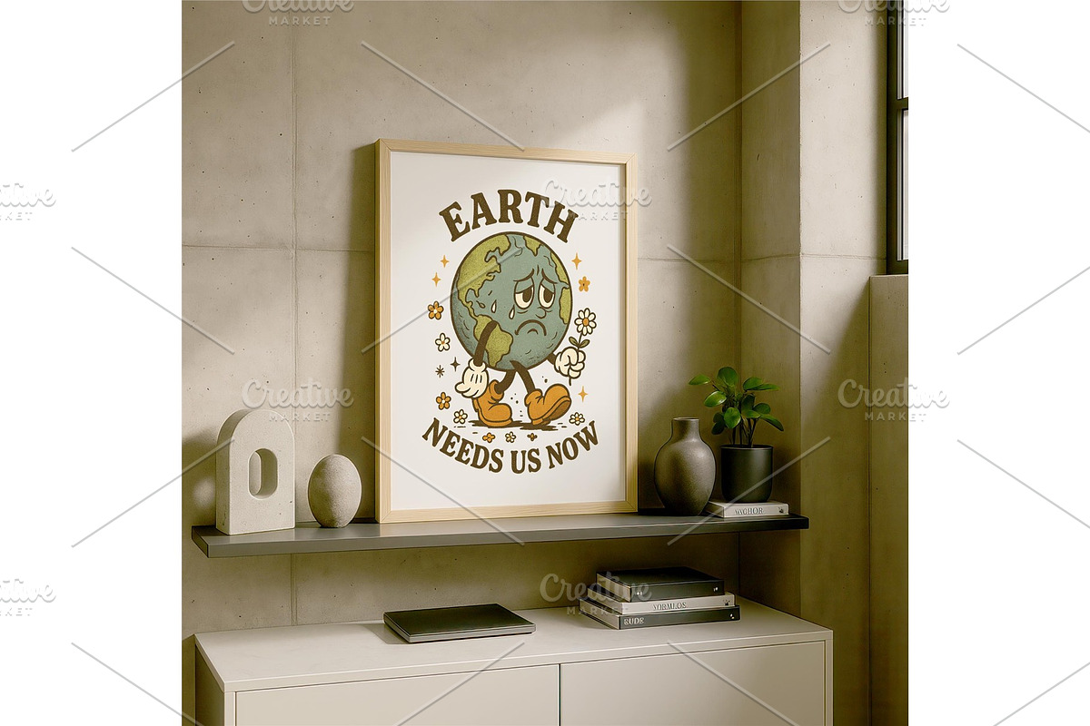 Earth Needs Us Now Wall Art Vintage, a Background Graphic by LaseredNinja (Photo 6 of 7)