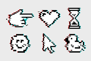 Glitch Pixel Y2k Stickers