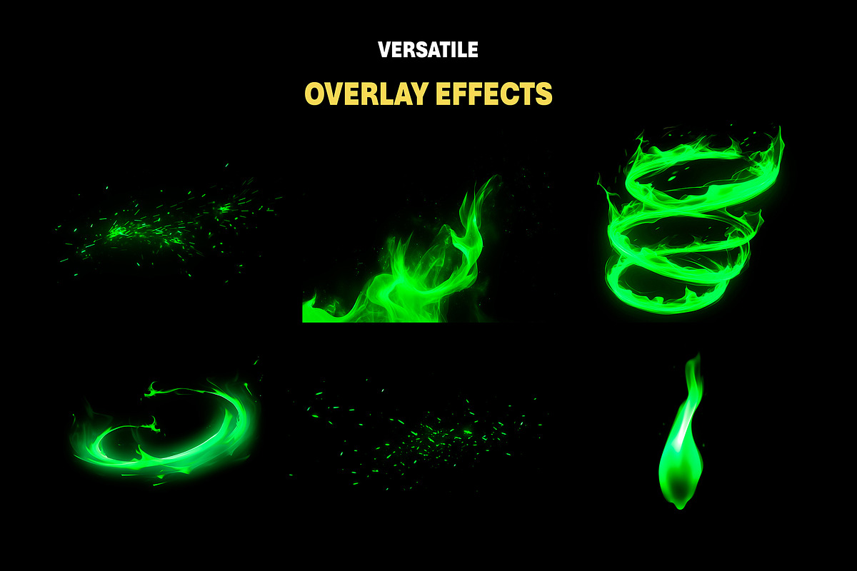 90+ Green Fire Overlay Effects, an Object Graphic by Mikel Blazgad (Photo 2 of 10)