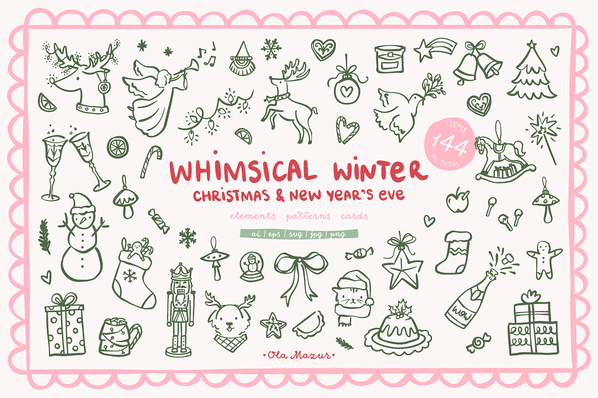 Whimsical Winter Christmas Graphics, a Seasonal Illustration by Ola_Mazur (Photo 1 of 6)