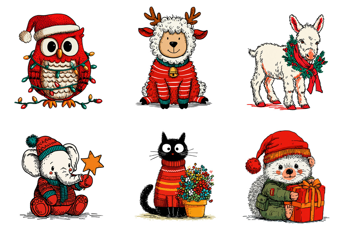 Christmas Animals Sublimation, an Illustration by CreationArt (Photo 3 of 5)