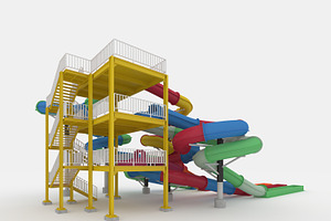 3D Model Waterpark Slide 4