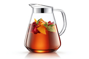 Refreshing iced tea with fruit in a glass pitcher, a Food & Drink Photo by AlyaAnd