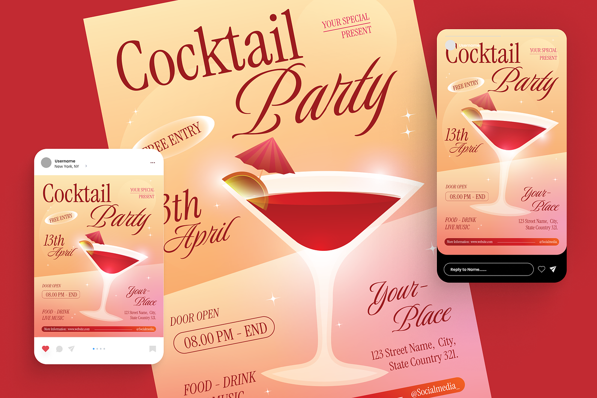 Cocktail Party Flyer Set, a Flyer Template by Annora Studio (Photo 5 of 6)