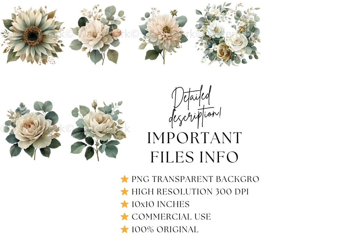 Green Boho Flower Clipart Bundle, a Decorative Illustration by Nicole Branger Art (Photo 10 of 20)